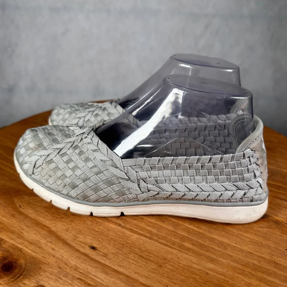 Skechers Woven Slip On Shoes Women 7 Grey Good Memory Foam 30950R Basketweave